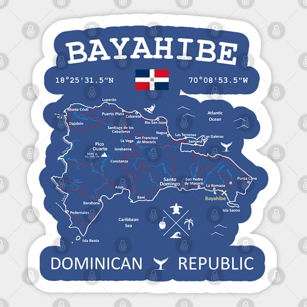 Bayahibe Dominican Republic Flag Travel Map Coordinates GPS Sticker by French Salsa